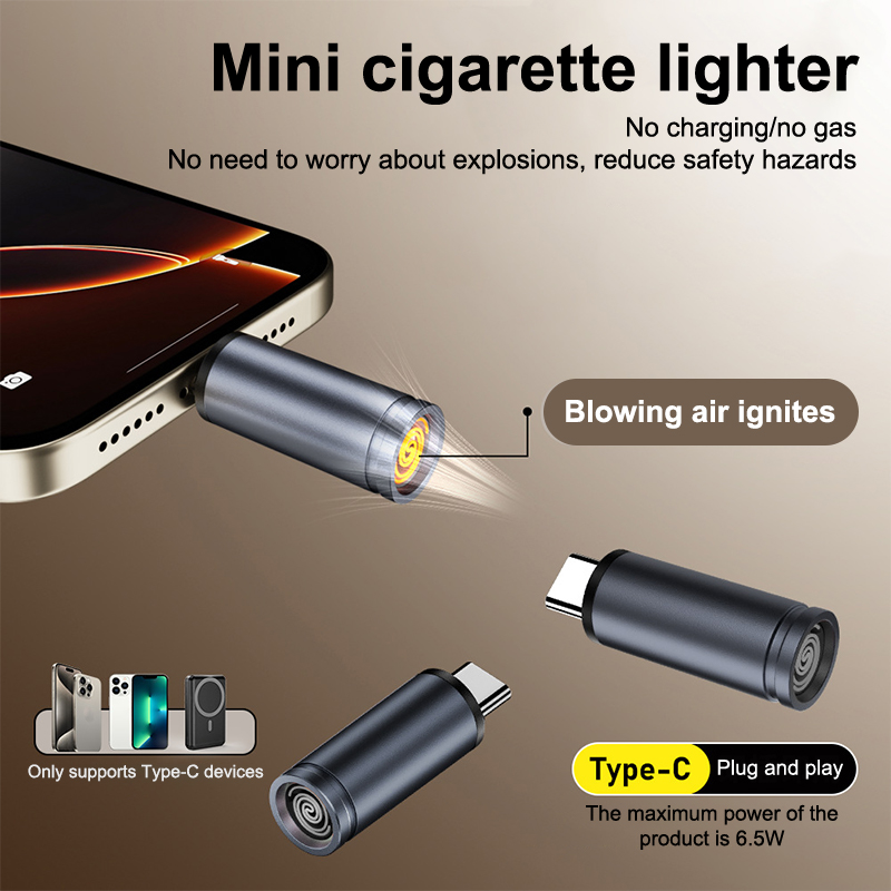 Spark Plug - Pemantik Mini Tipe C Portabel, Menyala